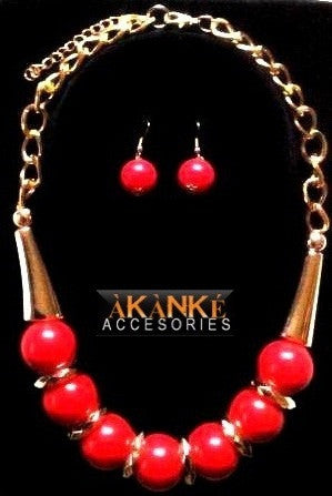 Elegant Red and Gold Beaded Set