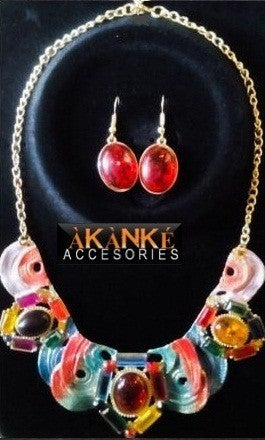 Statement Multicolored Stone Studded Steel Set