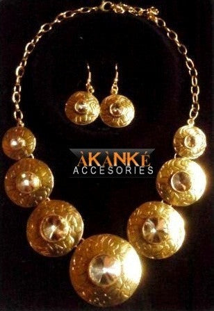 Bold Statement Stone Studded Gold Steel Set (NA)